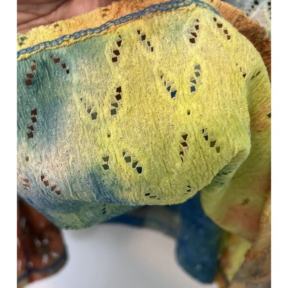 LOGO QVC Knit Eyelet Tie-Dye Top Wild Lime Size M 3/4 Sleeve Stretchy Tee - New - Picture 10 of 11